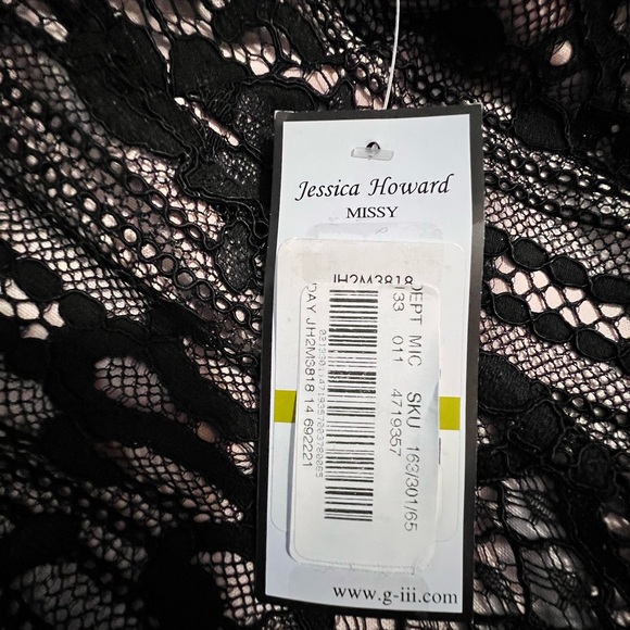 Jessica Howard Blush Pink and Black Lace Overlay Dress, Size 14. - Picture 11 of 13